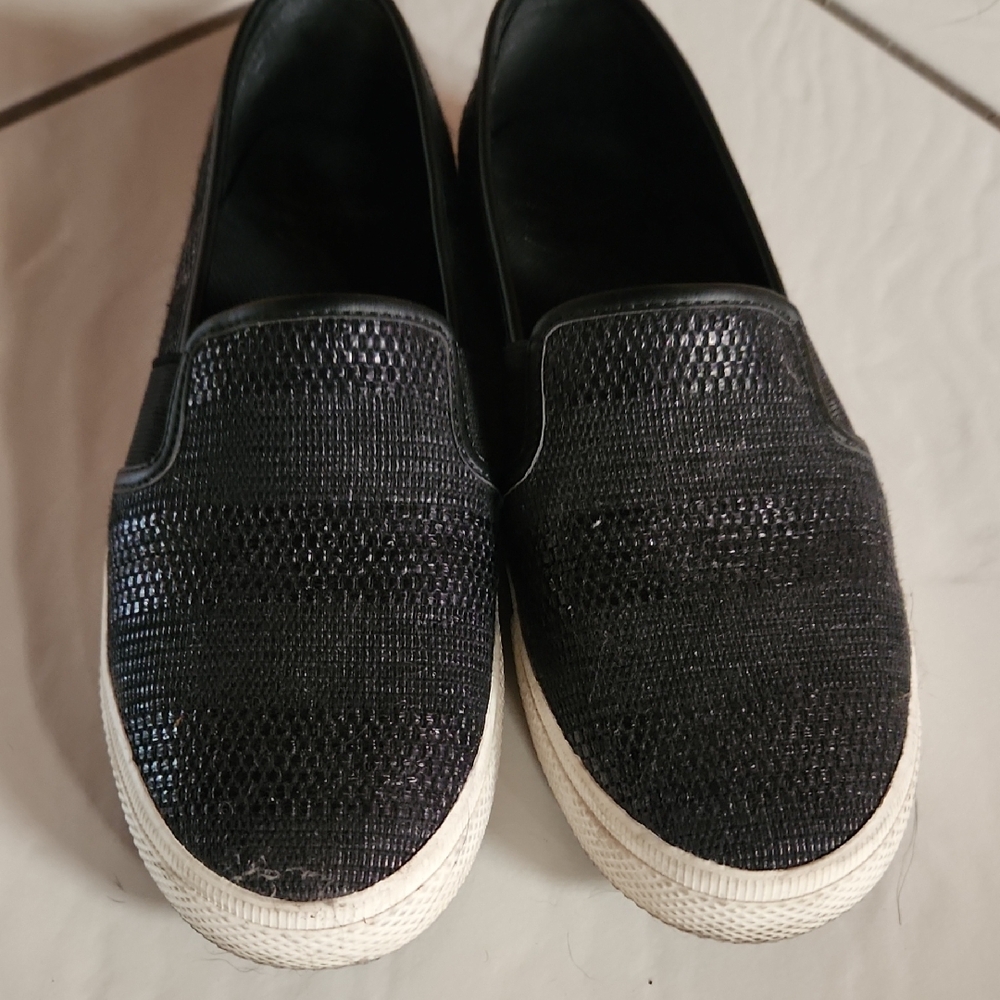 Ralph Lauren Black Textured Slip-On Shoes